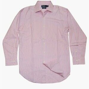 Polo Ralph Lauren Pink Pin Stripe Button Down Shirt 17 1/2 34 35 Regent Classic